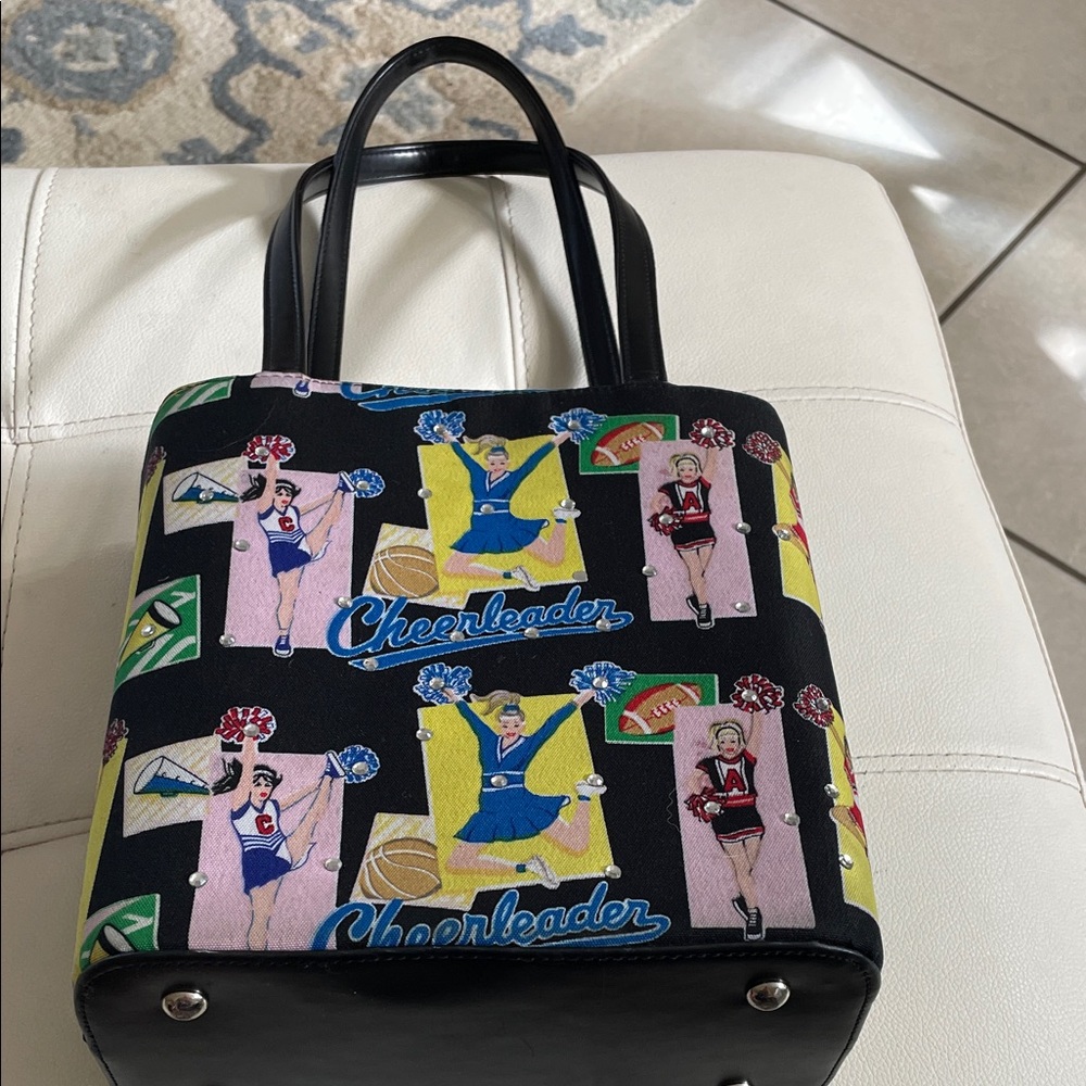 Cheerleader Print Black Tote Bag